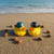 Philadelphia Eagles Rubber Duck Set - 2 Pack Logo Rubber Ducks - Displayed on a sandy beach with little footballs around