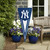 New York Yankees Baseball 34" x 14" Embroidered Garden Pennant Flag - Displayed outdoors on a garden flag stand