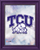 TCU Horned Frogs NCAA Logo Photo Print (8" x 10") – Hologram‑Authenticated, Officially Licensed - Displayed in a purple wood frame.