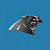 Carolina Panthers NFL Chrome Panther Head Logo Emblem - Silver & Black - On a Carolina Blue Gradient Background