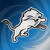 Detroit Lions NFL Chrome Logo Emblem - Silver & Black - On a Lions Blue Color Gradient Background