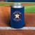 Houston Astros MLB Baseball Blue Logo Can Cooler - on a baseball field background