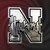 Nebraska Cornhuskers Silver & Black Chrome Logo & Wordmark Emblem - Displayed on a Red and Black Gradient Background