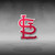 St. Louis Cardinals MLB Aluminum Color Logo Emblem – 3.25" Lightweight, Corrosion‑Resistant 3D Embossed Auto/Surface Badge with Full Adhesive Backing - Displayed on a baseball themed background