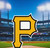 Pittsburgh Pirates Large Logo Magnet - Displayed on a baseball stadium background