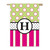 H Monogram Peppy Pink Polka Dot Party House Flag Banner