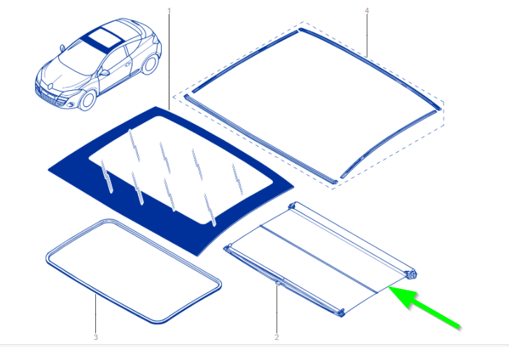 Renault 912503968R PANEL SUNROOF D95 discounted and shipped worldwide by allcarpartsfast.co.uk in the UK