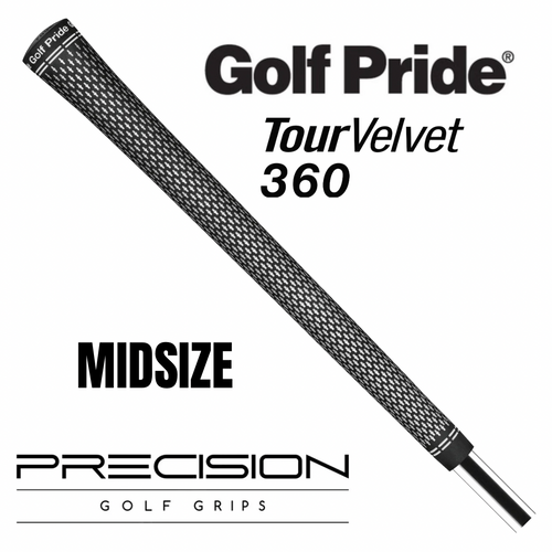 GOLF PRIDE TOUR VELVET 360 MIDSIZE GRIP - BLACK/WHITE