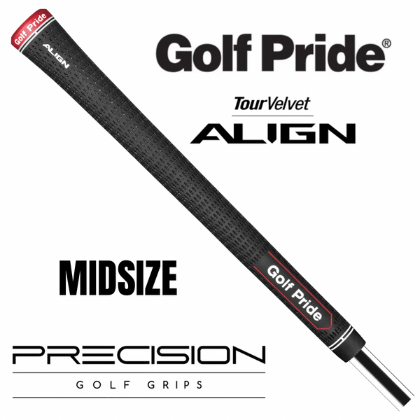 GOLF PRIDE TOUR VELVET ALIGN MIDSIZE GRIP - BLACK/RED