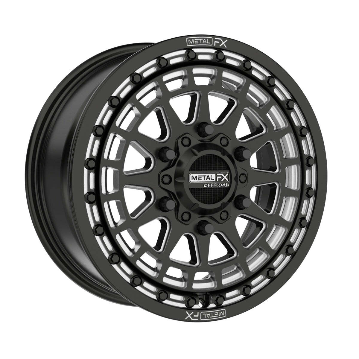 MetalFX Outlaw 6R Beadlock Satin Black Contrast Cut - Side By Side