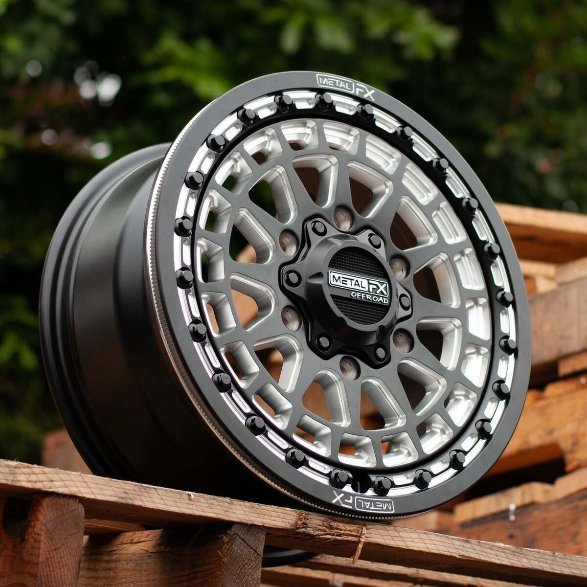ミリタリートラックオールメタル6x 6,rc MetalFX Outlaw 6R Beadlock Satin Black Contrast Cut - Side By Side