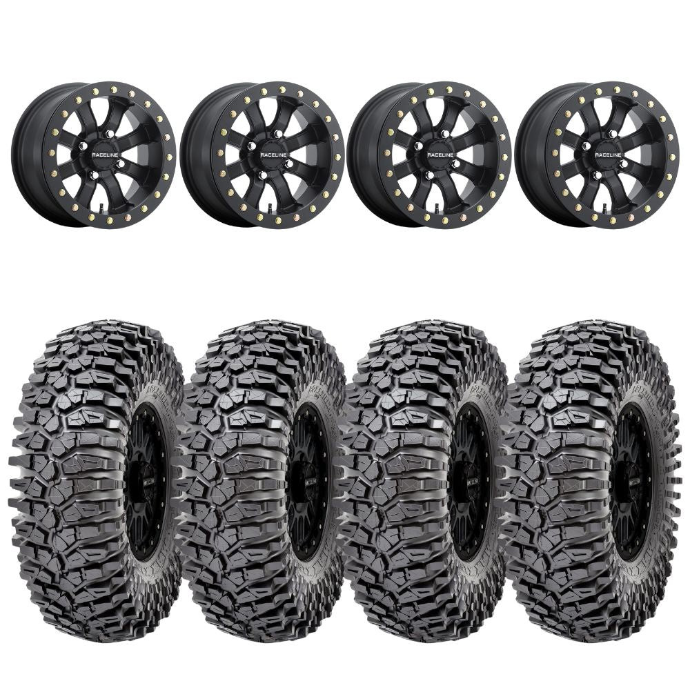 ダイヤモンドピール、マジックシステム1.2セット Raceline A71B Black Mamba Beadlock Radial Wheel Tire Kit