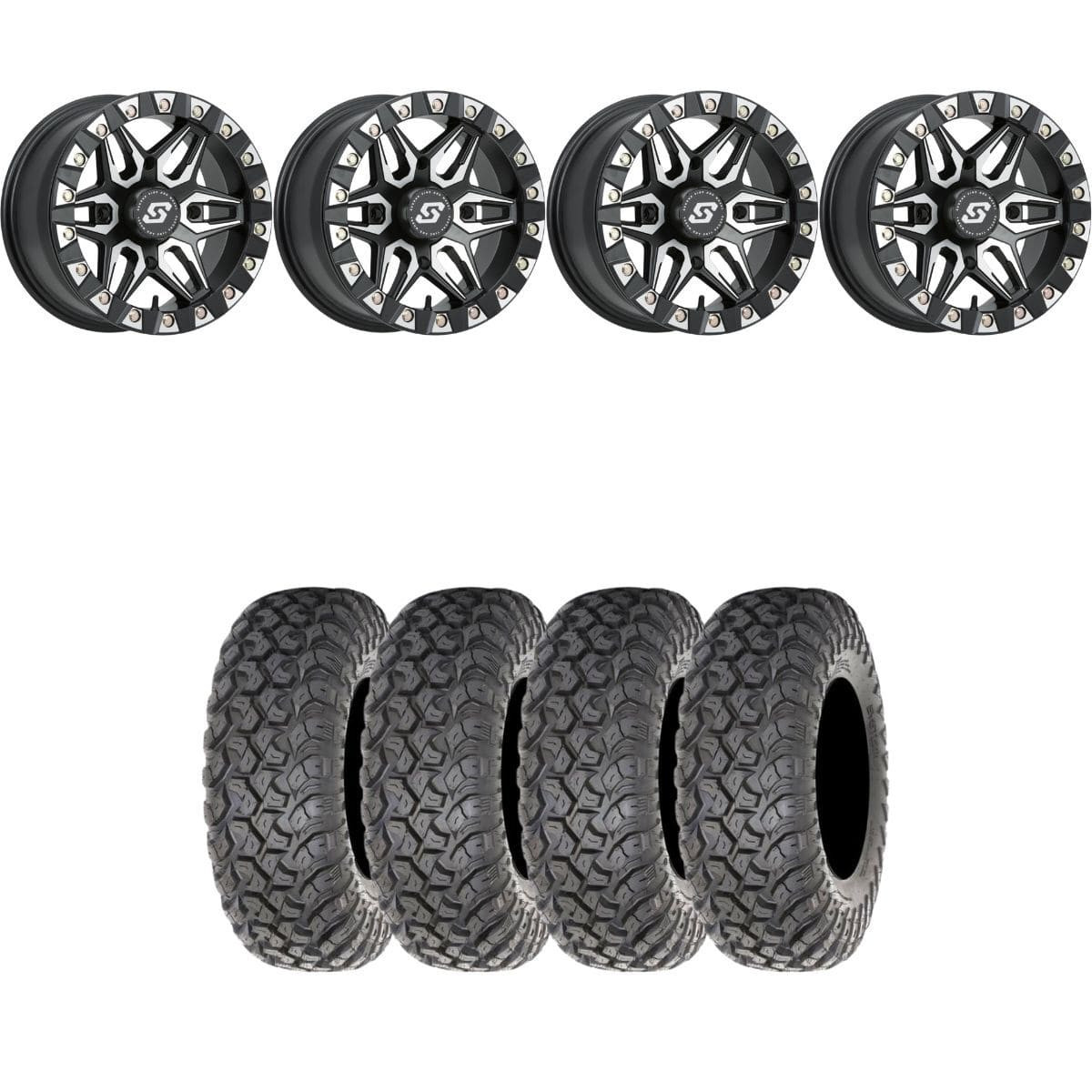 Sedona Black Machined Split 6 Radial Wheel Tire Kit
