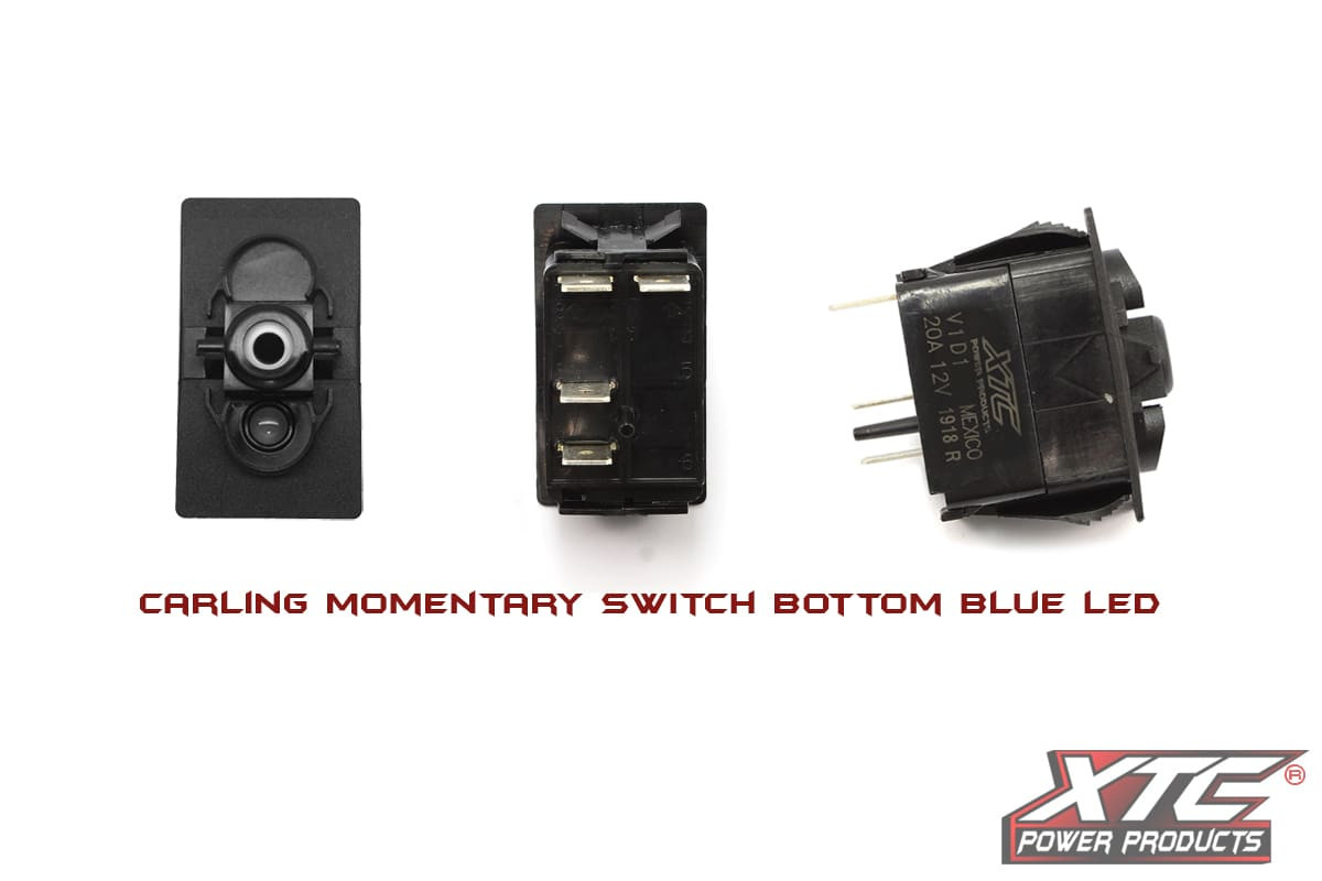 XTC ON/OFF Blue Bottom LED SPST Momentary Carling Switch - Side By Side ...