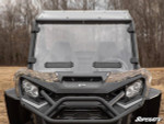 Close-up of SuperATV polycarbonate windshield showing XR Optic scratch-resistant coating Close-up of SuperATV polycarbonate windshield showing XR Optic scratch-resistant coating