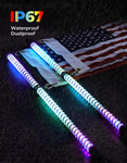 Kemimoto 3ft Cob Whip Lights W/ App & Remote Control For Utv (2 Pcs.)