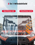 Kemimoto Polaris Ranger Xp 900 / 1000 / Crew Xp 1000 / Diesel 2-in-1 Flip Windshield