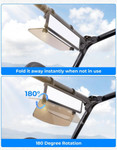 Kemimoto Rear View Mirror W/ Folding Sun Visor For 1.65-2" Adjustable Clamp