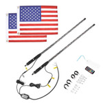 Kemimoto Spiral Whip Light Set W/ Bluetooth Control (3-5ft)