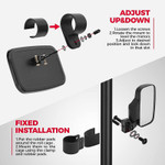 Kemimoto Utv Side Mirrors & Center Mirror For 1.6-2" Roll Bar Cage