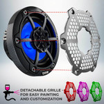 DS18 Audio NXL Black Carbon Fiber 6.5" 2-Way Coaxial Marine Speaker With LED RGB Lights 100W RMS 4-OHM