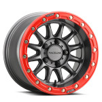Raceline Wheels A14 Alpha Beadlock UTV Wheel - Gunmetal w/ Gloss Red Beadlock Ring