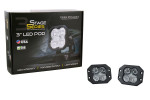 Diode Dynamics Stage Series 3" SAE/DOT White Sport Flush Mount LED Pod - Pair