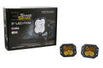 Diode Dynamics Stage Series 3" SAE Yellow Pro Flush Mount LED Pod - Pair