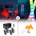 Kemimoto UTV 8 Pod Rock Light Kit & 5FT Whip Lights