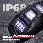 Kemimoto UTV 8 Pod Rock Light Kit & 5FT Whip Lights