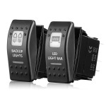 Kemimoto 2Pcs Whip Light & Flag Mount & 12V Switch On-off Spiral Whip Light Set