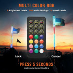 Kemimoto 2Pcs Whip Light & Flag Mount & 12V Switch On-off Spiral Whip Light Set