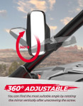 Kemimoto Yamaha Rhino UTV 1.75" - 2" Side View High Impact Convex Mirror