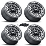 MetalFX Delta UTV Beadlock Wheel Kit - Satin Black Contrast Cut