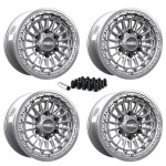 MetalFX Delta 6R UTV Beadlock 6 Lug Wheel Kit - Gunmetal Contrast Cut