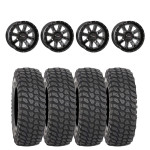 System 3 Gloss Black ST-4 & System 3 Radial XCR350 UTV Wheel & Tire Kit
