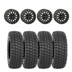 System 3 Matte Black SB-6 Beadlocks & System 3 Radial XCR350 UTV Wheel & Tire Kit