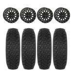 System 3 Matte Black SB-6 Beadlocks & System 3 DX440 Offroad Wheel & Tire Kit