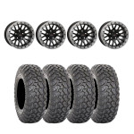 System 3 SB-9 Gloss Black w/Matte Brushed Ring Beadlock & System 3 Radial RT320 Wheel & Tire Kit