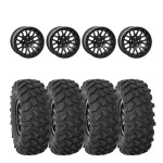 System 3 Matte Black w/ Gloss Black Ring SB-9 Beadlock & System 3 Offroad XTR370 Wheel & Tire Kit