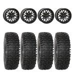 System 3 Matte Black w/Gloss Black Ring SB-9 Beadlock & System 3 RC500 10 Ply Rock Crawler Wheel & Tire Kit