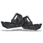 SSV Works 6.5 inch front door speaker pods with integrated handle installed on Polaris RZR Pro R showing factory fit audio upgrade