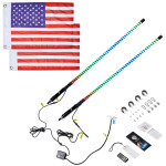 Kemimoto UTV 2PCS 4FT COB LED Whip Lights  Bluetooth APP Control