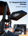 Kemimoto UTV Auto-Fold Side Mirrors w/US Flag Pattern