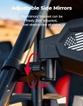 Kemimoto UTV Auto-Fold Side Mirrors w/US Flag Pattern