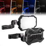 Kemimoto UTV CNC UTV Mirror X w/Integrated light mount for 1.65-2 Inch Roll Bar (1 Pair)