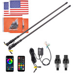 Kemimoto UTV LED Whip Lights 3FT (2PCS)  APP Control, Signal Sync, Spring Base