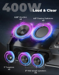 Kemimoto UTV Midnight 90 Roof 34.25" Soundbar Bluetooth Speaker with Dual Subwoofers, IP66 Waterproof 10-Speaker System