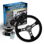 Prp Polaris Rzr / Can-am Maverick X3 / Arctic Cat Wildcat / Ezgo / John Deere Gator Deep Dish Suede Steering Wheel Kit W/ Quick Release Hub