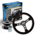 Prp Polaris Rzr / Can-am Maverick X3 / Arctic Cat Wildcat / Ezgo / John Deere Gator Deep Dish Suede Steering Wheel Kit W/ Quick Release Hub